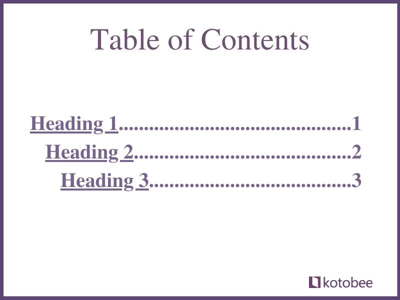Hierarchal table of contents