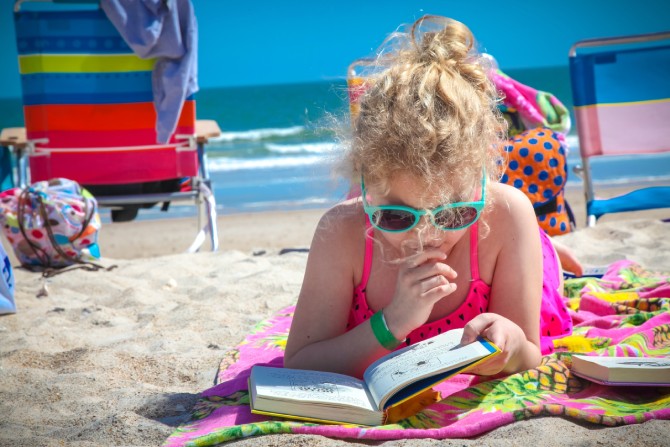 Child reading books