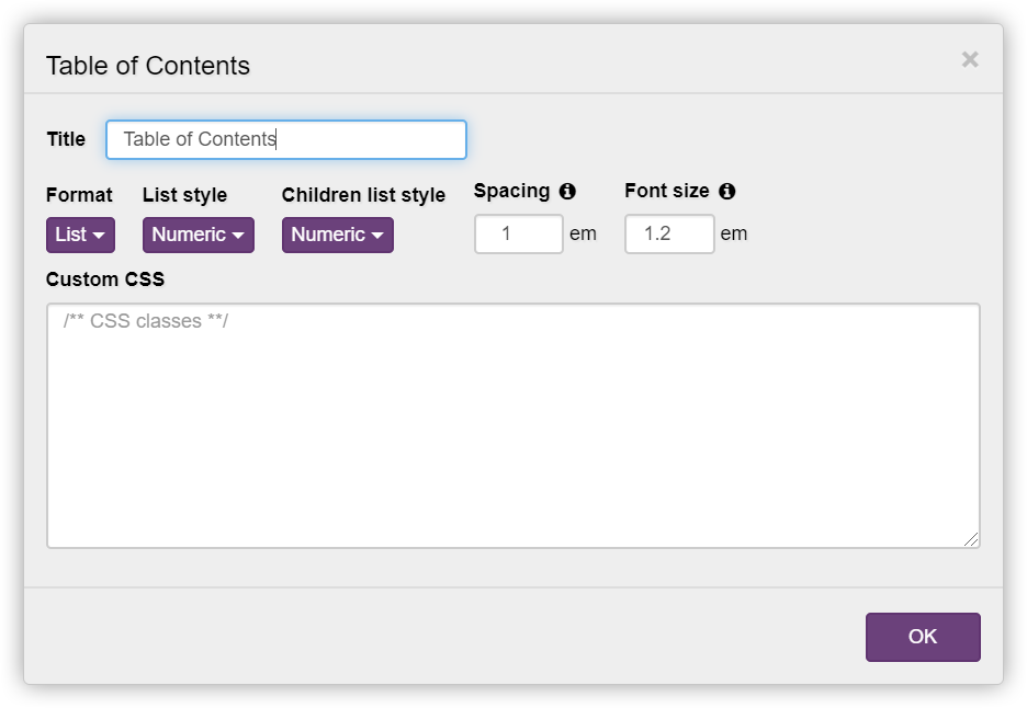 static table of contents in Kotobee Author