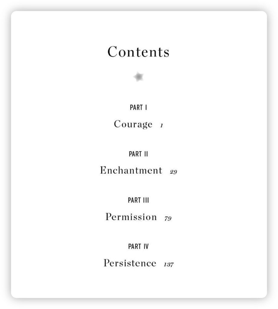 table of contents example