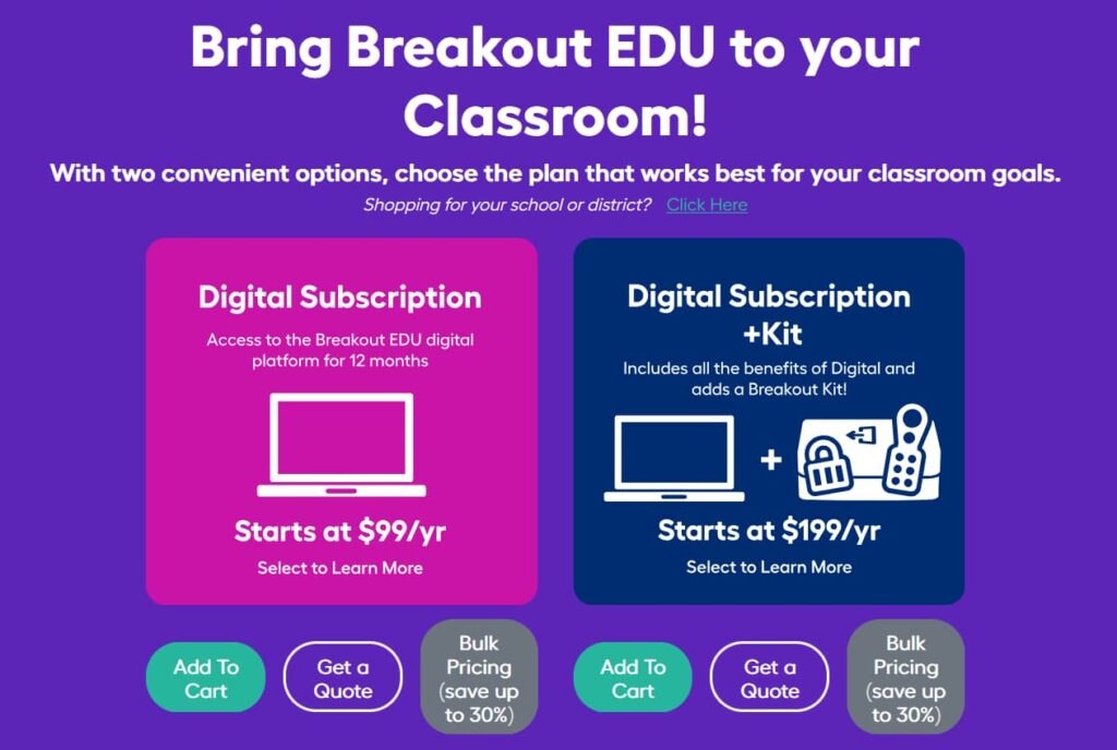 Breakout EDU pricing.