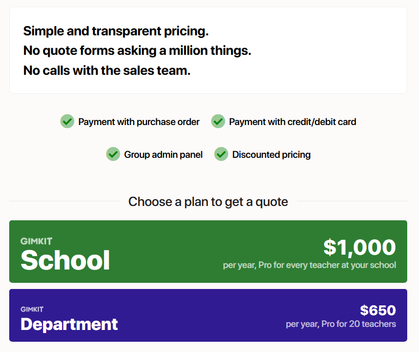 GimKit pricing.