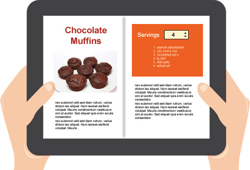 A cookbook recipe scaler book widget.