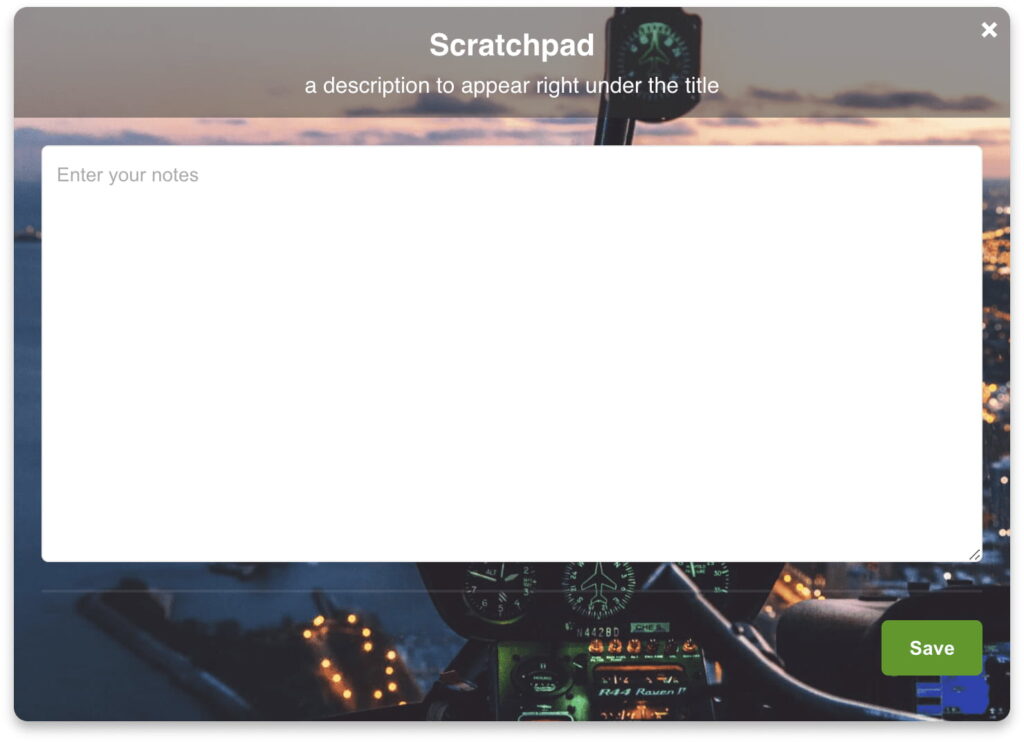 A screenshot of the Scratchpad mini-app.