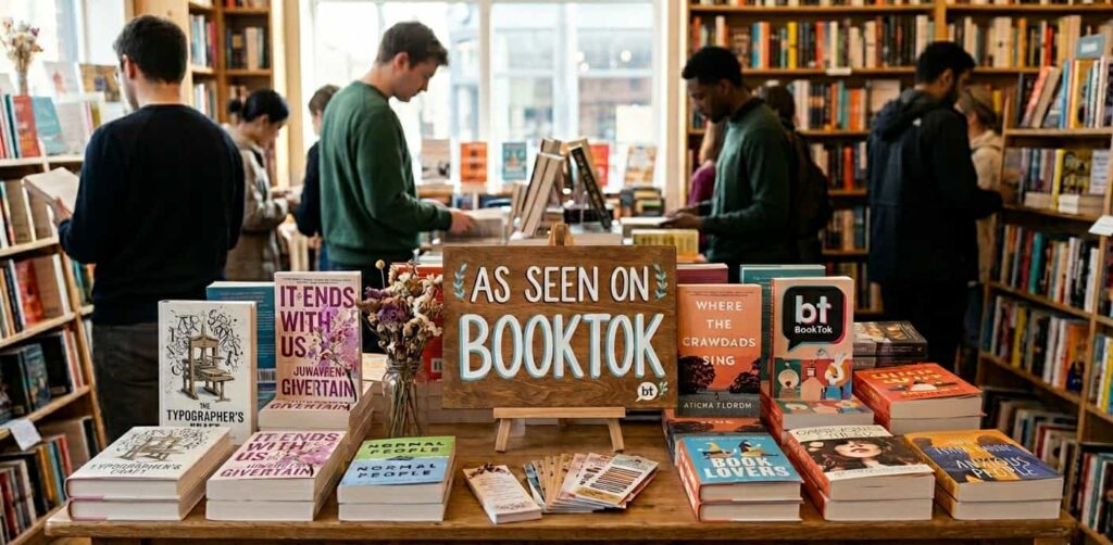 as seen on booktok sign in a bookstore